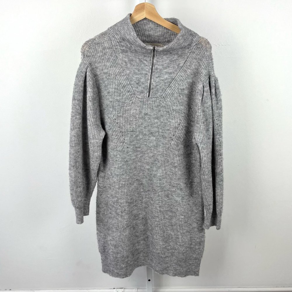 Saturday Sunday Anthropologie Vivian Sweaterdress Tunic Dress 1/4 Zip Gray XL